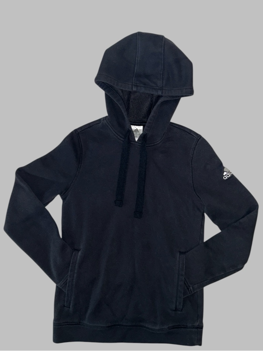 Adidas Black Pullover Hoodie with Drawstring XS